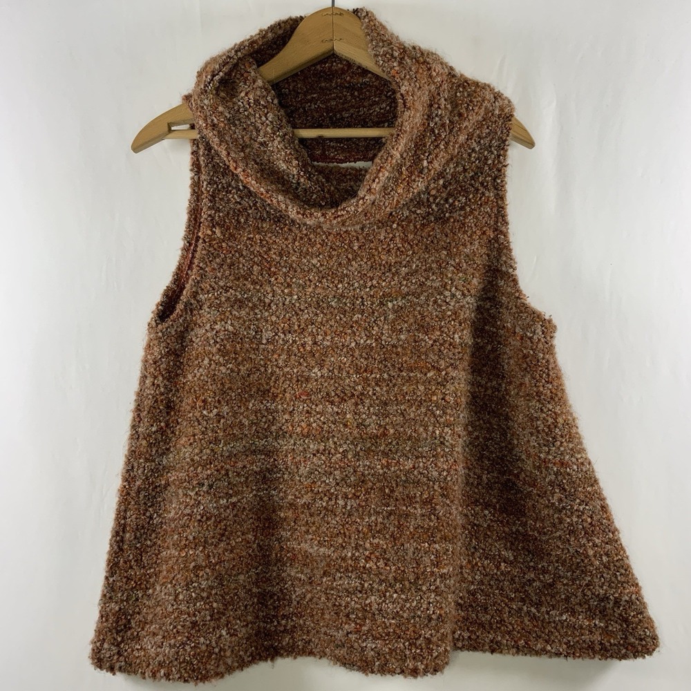 Bryn Walker Etna Sleeveless Boucle Cowl Neck Sweater Vest Small Lagenlook Boho